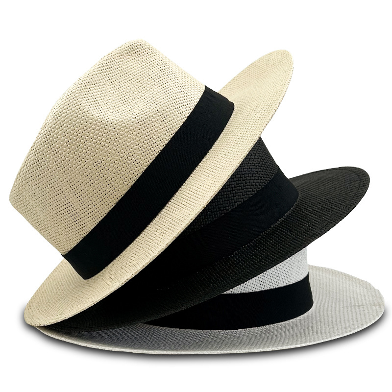 Black Ribbon Cúig Grass Fedora Panama Hat