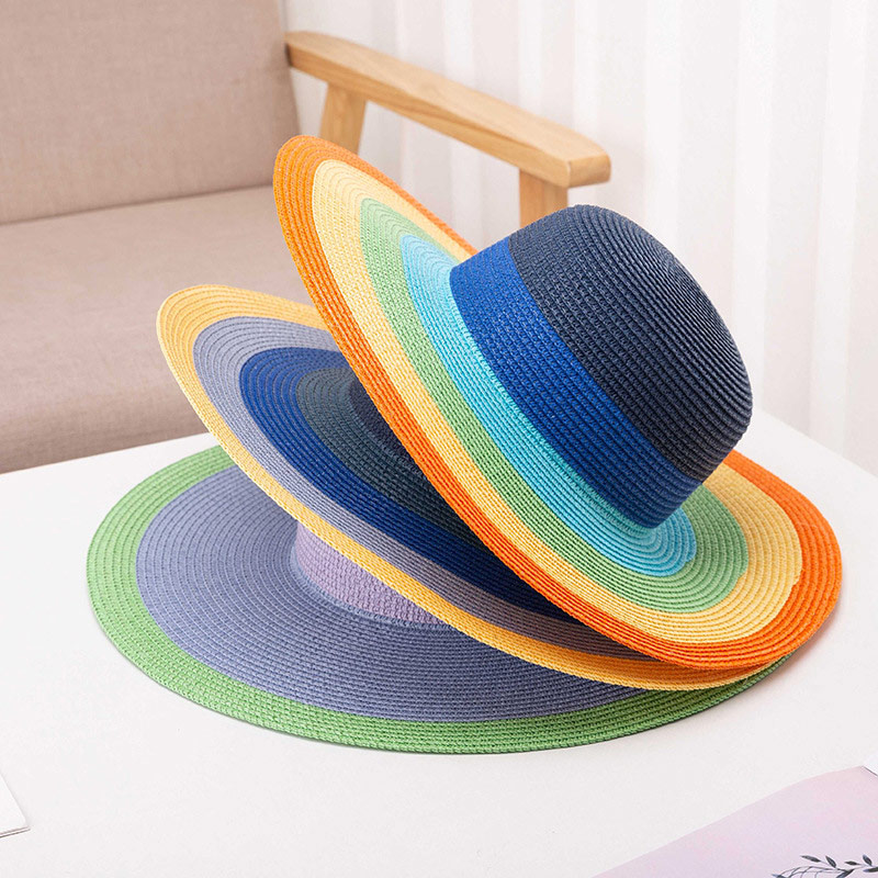 Lógó Saincheaptha Rainbow Stripe Floppy Straw Hat