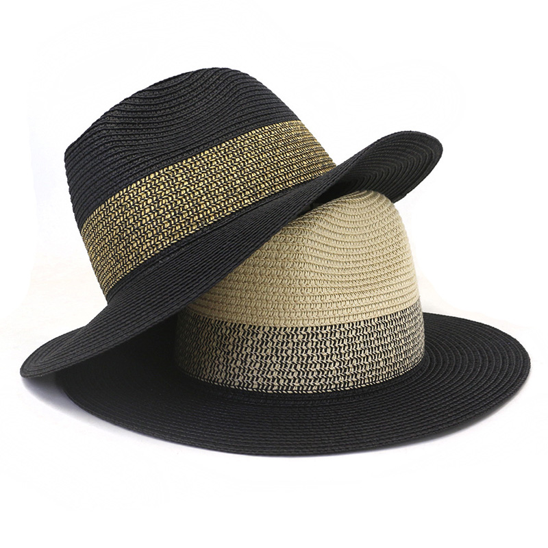 Mens Páipéar Dubh Tuí Panama Fedora Hat